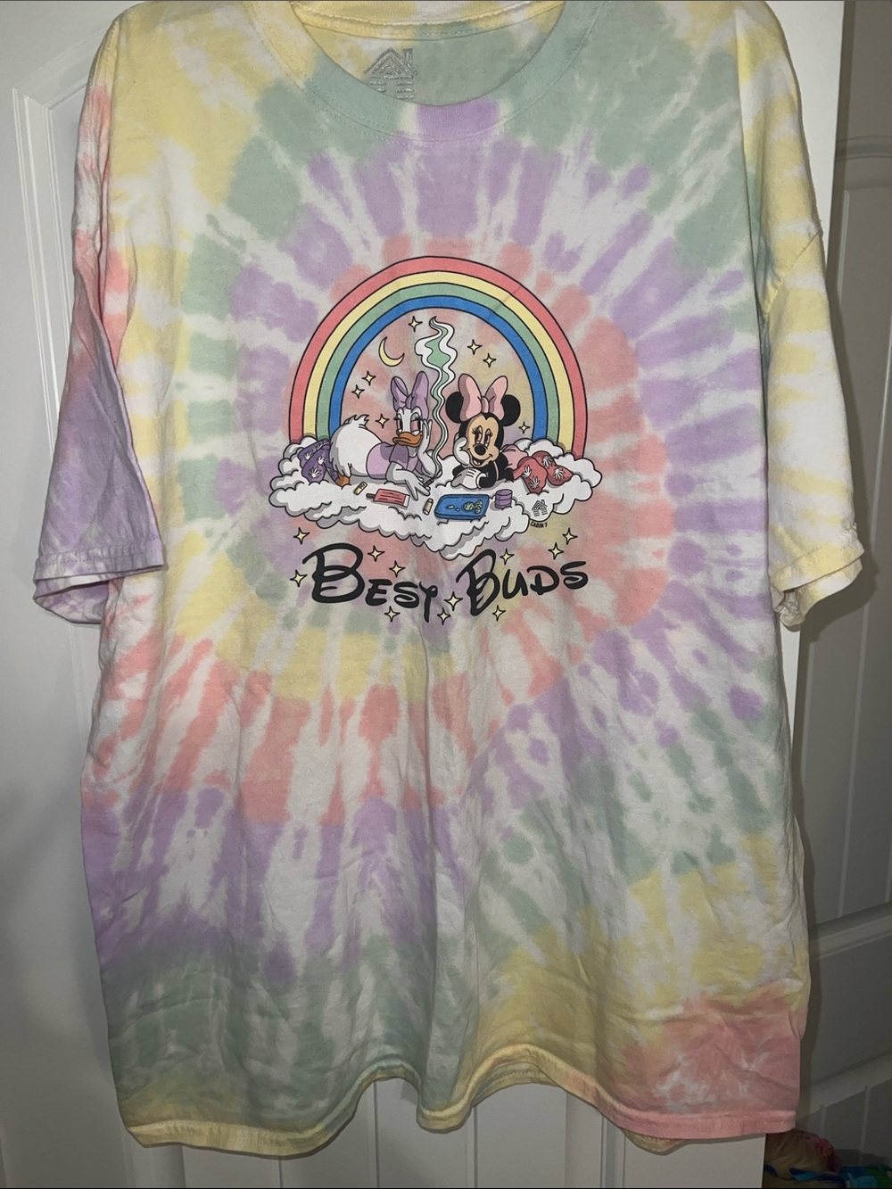 EUC Adult XL Best Buds Pastel Tie-Dye Short Sleeve Tee
